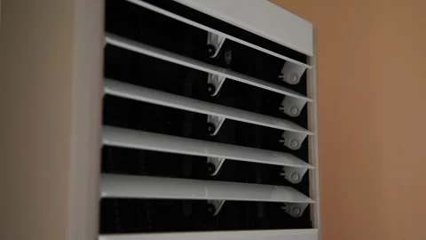 Open the vertical air conditioner louvered air outlet closeup Stock Footage 234628490