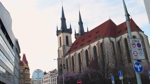 Open view of buildings with car traffic on the street. Stock Footage 152727610