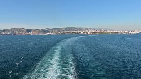 Open view of the Mediterranean Sea with a clear horizon line where sky meet.. Stock Footage 336217127