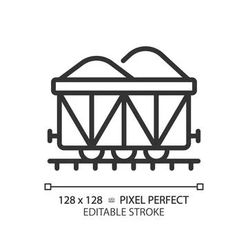 Open wagon pixel perfect linear icon Stock Illustration