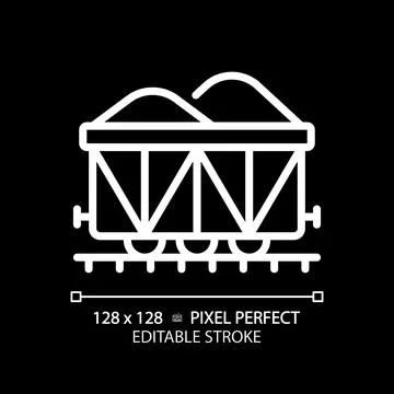 Open wagon pixel perfect white linear icon for dark theme Stock Illustration