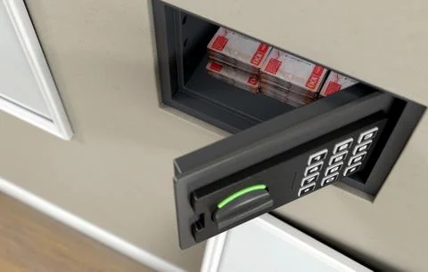 Open Wall Safe And Banknotes Stock Illustration