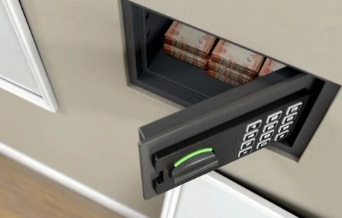 Open Wall Safe And Banknotes Stock Illustration