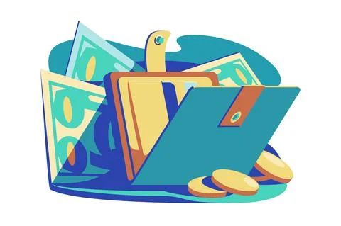 Open wallet with cash Stock Illustration