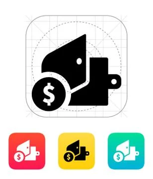 Open wallet with dollars icon Иллюстрация