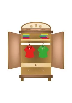 Open wardrobe with clothes Stock Illustration