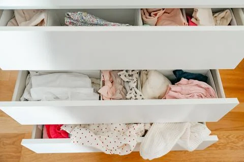 Open wardrobe drawers Stock Photos