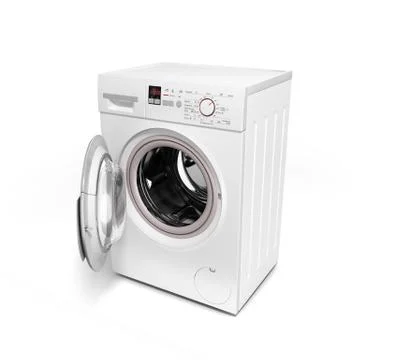 Open washing machine on white background 3D illustration Stock Illustration