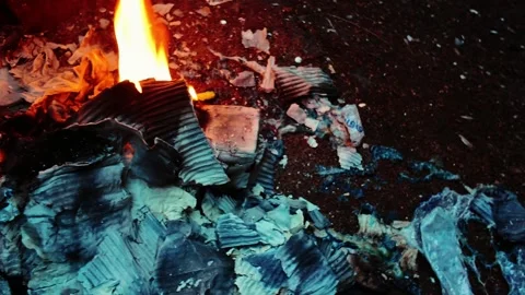Open Waste Burning Causing Smoke and Environmental Pollution 動画素材 342688133