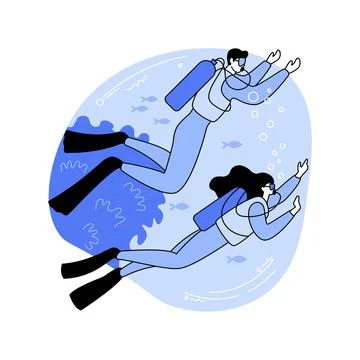 Open water diving course isolated cartoon vector illustrations. Stockillustratie