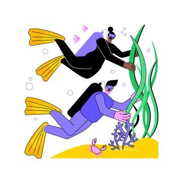 Open water diving course isolated cartoon vector illustrations. Stockillustratie