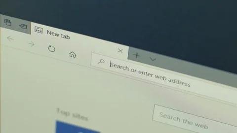 Open a web browser and search the word "Bing" on the typebar Video stock 92612342