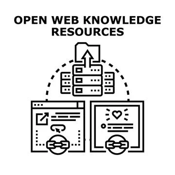 Open web knowledge resources access and sharing concept Stock Illustration