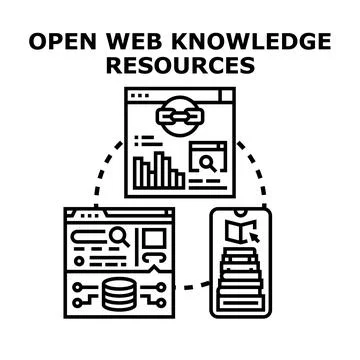 Open web knowledge resources access and digital library 스톡 일러스트