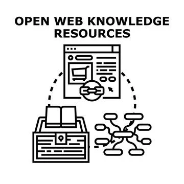 Open web knowledge resources managing information concepts Stock Illustration