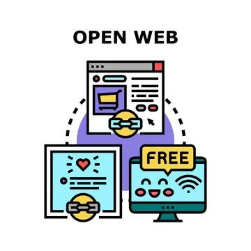 Open web sharing content and e commerce concept Stock Illustration