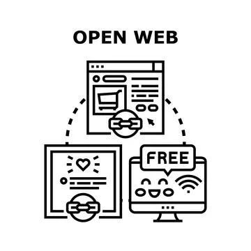 Open web sharing content and e commerce concept Stock Illustration