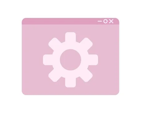 Open webpage with settings semi flat color vector icon Illustrazione stock