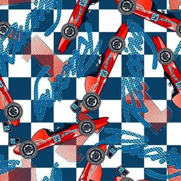 Open wheel racing seamless pattern Stock Illustration
