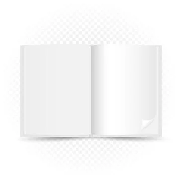 Open white book transparent background Stock Illustration