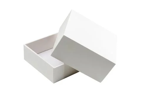 Open white box isolated on white background Stock-Fotos