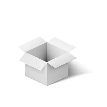 Open white box. Realistic box with shadow Illustrazione stock