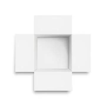 Open white box. Top view isolated on white background. Vector illustration. Stock Illustration