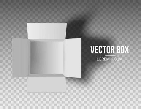 Open white box on a transparent background. Top view. Vector illustration Stock Illustration