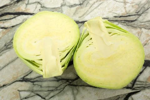 Open white cabbage head isolated on white background Stock Photos