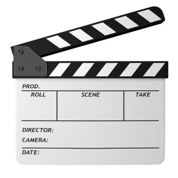Open white clapper board isolated on white Stock Illustration