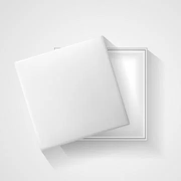 Open white empty gift box on light background. Top view. Template for your pr Stock Illustration