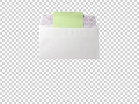 Open White Envelope with Blank Green Card Insert Isolated Minimal Stationery Moc Foto stock
