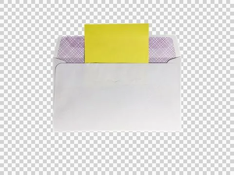 Open White Envelope with Bright Yellow Card Insert for Business Messaging, Marke Foto stock