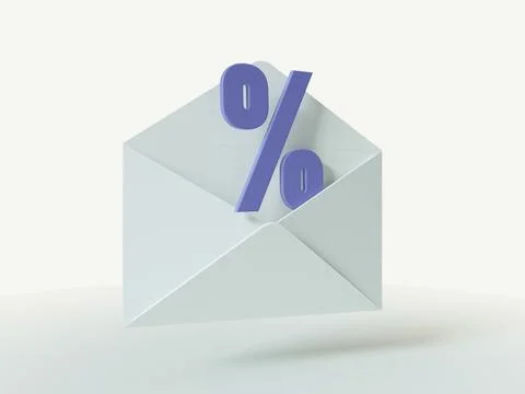 Open the white envelope with the percentage mark. Stock-Illustration