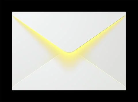 Open white envelope with yellow light glowing from inside. Stock Illustration