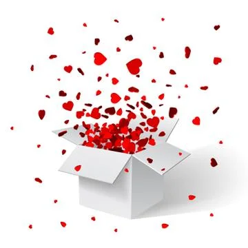 Open White Gift Box and Confetti. Christmas Background. Vector Illustration. Stockillustratie