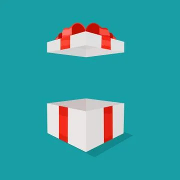 Open white gift box design. template surprise inside. vector illustration Illustrazione stock