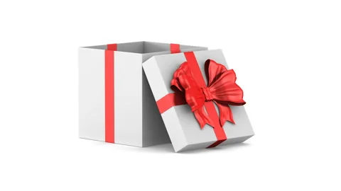Open white gift box with red bow on white background. Isolated 3D render Stock Footage 108335874