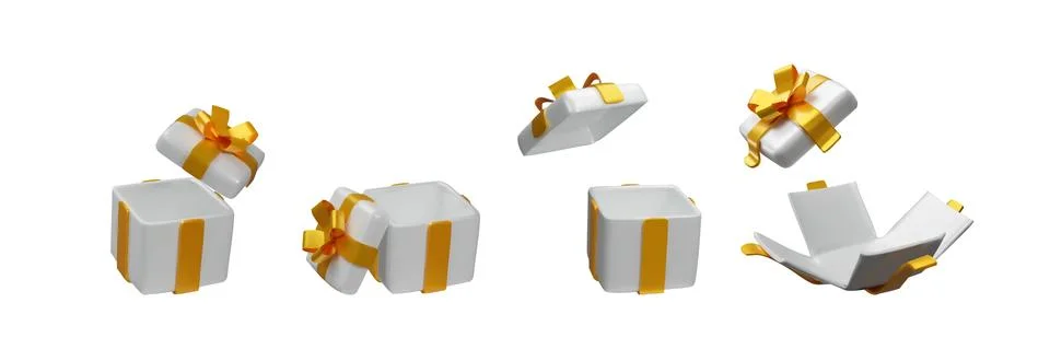 Open white gift box set Stock Illustration
