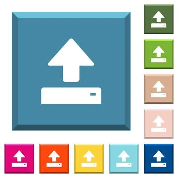 Open white icons on edged square buttons Illustrazione stock