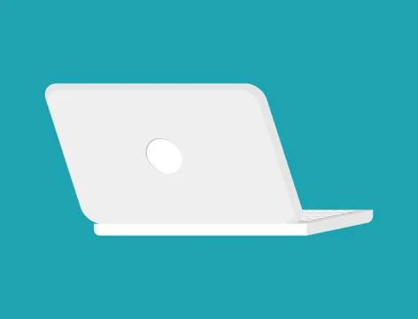 Open white laptop back isolated. notebook pc. Portable computer 스톡 일러스트
