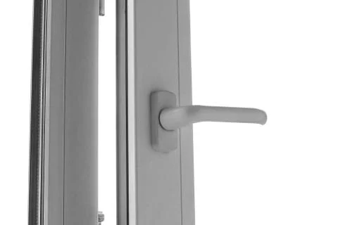 Open white plastic window. Close up. Isolated on white background Fotos Stock