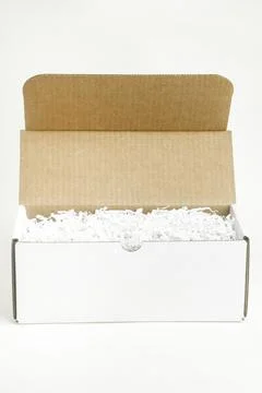 Open White Rectangular Cardboard Packaging Box Stock Photos