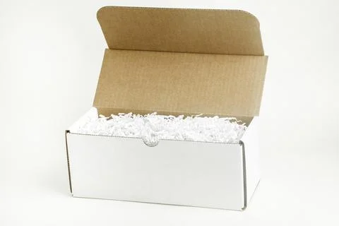 Open White Rectangular Cardboard Packaging Box Foto stock