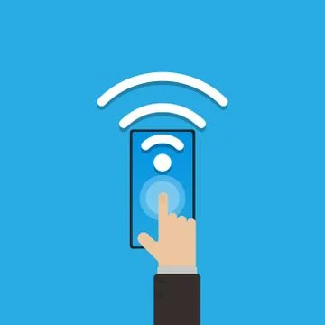 Open wifi connection on smartphone,IOT internet of thing is new generation,te Stock Illustration