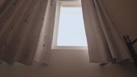 Open Window and Curtain Moving in Hot Weather Stock Footage 346300541