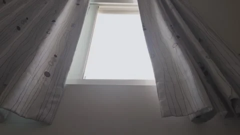 Open Window and Curtain Moving in Hot Weather Stock Footage 346300584