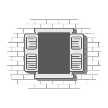 Open window in the brick house. Stock Illustration