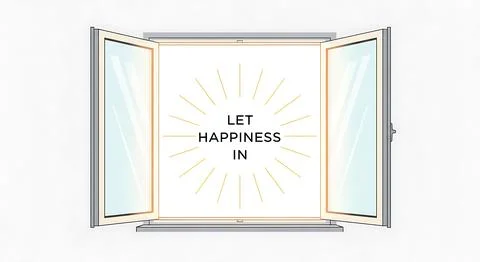 Open window with bright sunlight streaming in, symbolizing hope and welcomi.. Stock Illustration