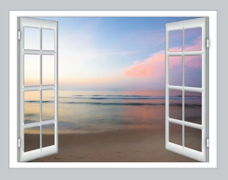 Open window cloud sun Stock Photos